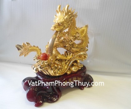 Rồng vàng đế gỗ to - tường long nạp tài FA158