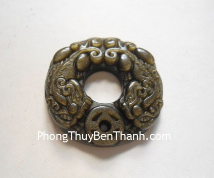 Cặp Tỳ hưu ngậm xâu 3 xu đá hắc ngà (thạch anh đen) S786